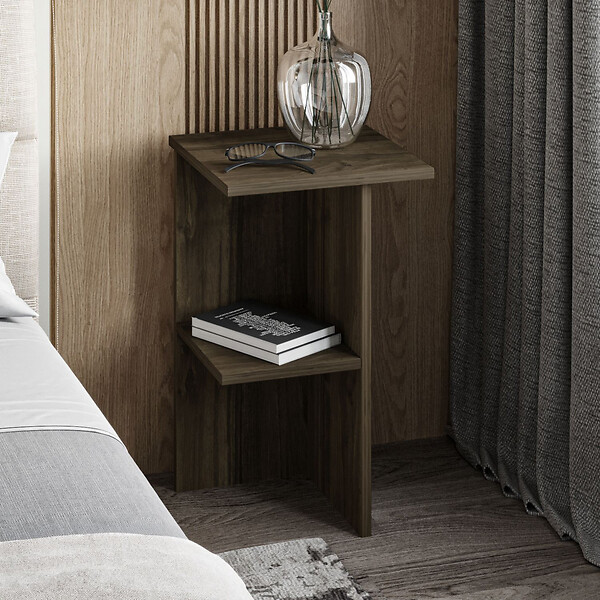 HABITAT ET JARDIN - Table de chevet en bois "Leray" - 36 x 36 x 60 cm - Marron - large