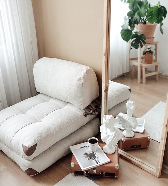 HABITAT ET JARDIN - Fauteuil-lit en tissu "Fold" - 80 x 60 x 70 cm - Crème - large