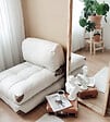 HABITAT ET JARDIN - Fauteuil-lit en tissu "Fold" - 80 x 60 x 70 cm - Crème - vignette