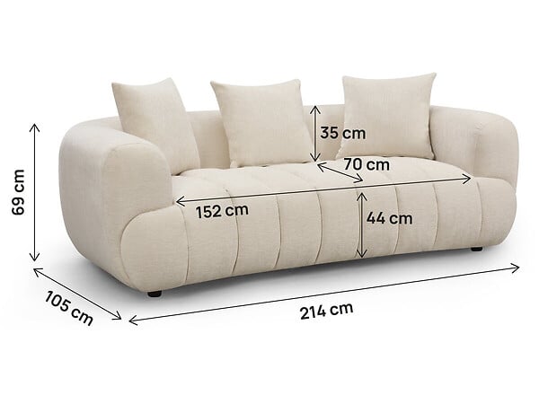HABITAT ET JARDIN - Canapé droit "La Fayette" - 3 places - Beige - large