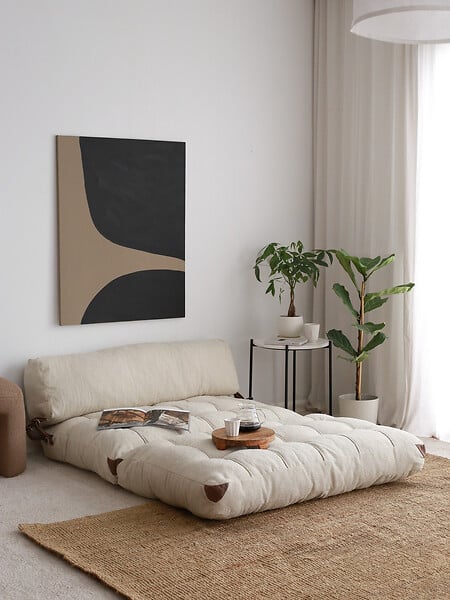 HABITAT ET JARDIN - Canapé-lit 2 places en tissu "Fold" - 120 x 75 x 79 cm - Crème - large