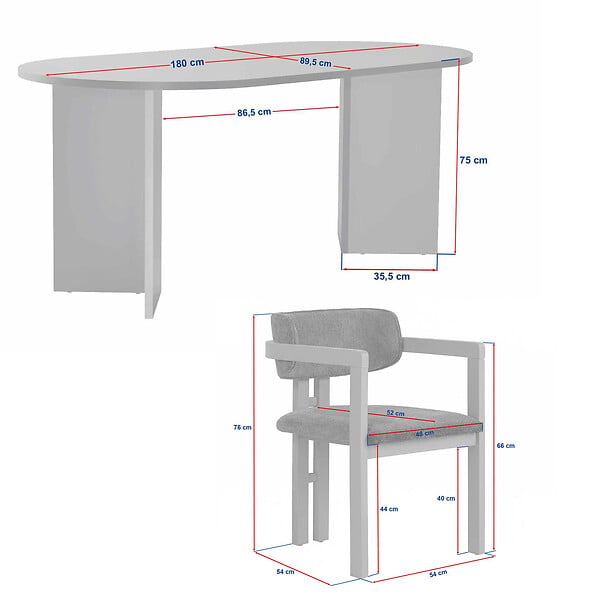 HABITAT ET JARDIN - Ensemble Table et Chaises (5 Pièces) en bois "Meridia 4" - 180 x 90 x 75 cm - Blanc - large
