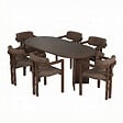 HABITAT ET JARDIN - Ensemble Table et Chaises (7 Pièces) en bois "Meridia 6" - 180 x 90 x 75 cm - Marron - vignette