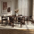 HABITAT ET JARDIN - Ensemble Table et Chaises (7 Pièces) en bois "Meridia 6" - 180 x 90 x 75 cm - Marron - vignette