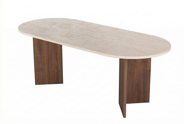 HABITAT ET JARDIN - Table à manger en bois "Sabella" - 200 x 90 x 75 cm - Travertin - large