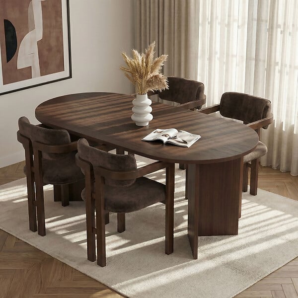 HABITAT ET JARDIN - Ensemble Table et Chaises (5 Pièces) en bois "Meridia 4" - 180 x 90 x 75 cm - Marron - large