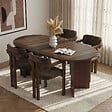 HABITAT ET JARDIN - Ensemble Table et Chaises (5 Pièces) en bois "Meridia 4" - 180 x 90 x 75 cm - Marron - vignette
