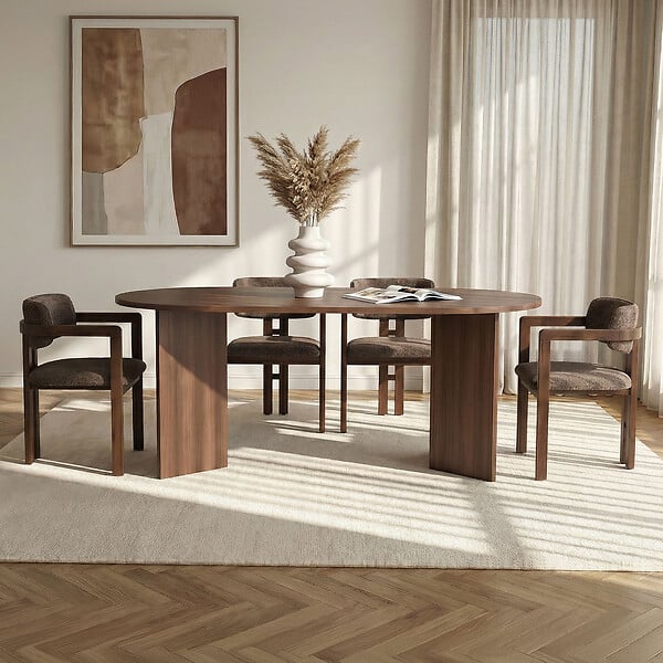 HABITAT ET JARDIN - Ensemble Table et Chaises (5 Pièces) en bois "Meridia 4" - 180 x 90 x 75 cm - Marron - large