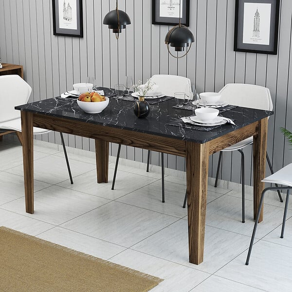 HABITAT ET JARDIN - Table de repas en bois "Milan500" - 145 x 88 x 75 cm - Noir - large