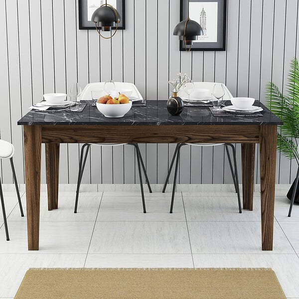 HABITAT ET JARDIN - Table de repas en bois "Milan500" - 145 x 88 x 75 cm - Noir - large