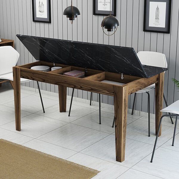 HABITAT ET JARDIN - Table de repas en bois "Milan500" - 145 x 88 x 75 cm - Noir - large