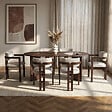 HABITAT ET JARDIN - Ensemble Table et Chaises (7 Pièces) en bois "Meridia 6" - 180 x 90 x 75 cm - Blanc - vignette