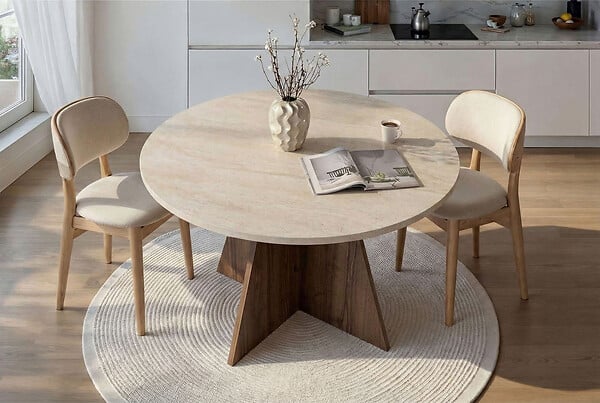 HABITAT ET JARDIN - Table à manger en bois "Virella" - 120 x 120 x 75 cm - Travertin - large