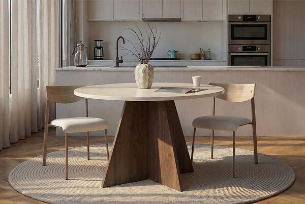 HABITAT ET JARDIN - Table à manger en bois "Virella" - 120 x 120 x 75 cm - Travertin - large