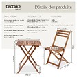 TECTAKE - Ensemble de bistrot marron pliable résistant aux intempéries pour 2 personnes en bois d'acacia huilé et acier galvanisé - vignette