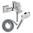 HANSGROHE - Pack mitigeur bain douche mécanique Vernis Shape C2 + Flexible Metaflex + Pommeau Vernis Blend 100 EcoSmart 1jet chromé - vignette