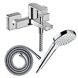 HANSGROHE - Pack mitigeur bain douche mécanique Vernis Shape C2 + Flexible Metaflex + Pommeau Croma Select E EcoSmart blanc/chromé - vignette