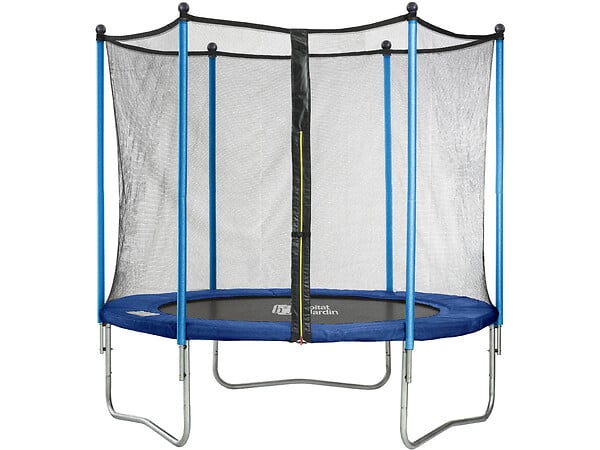 HABITAT ET JARDIN - Trampoline "Happy" - Ø 1.80 m - Avec filet + échelle + couverture + kit d'ancrage - large