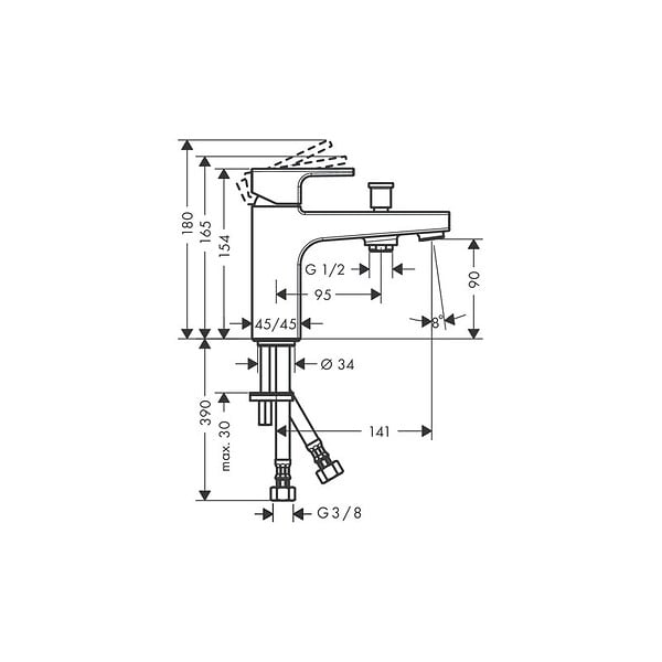 HANSGROHE - Hansgrohe Vernis Shape Mitigeur bain/douche monotrou avec cartouche à 2 vitesses, Chrome (71464000) - large
