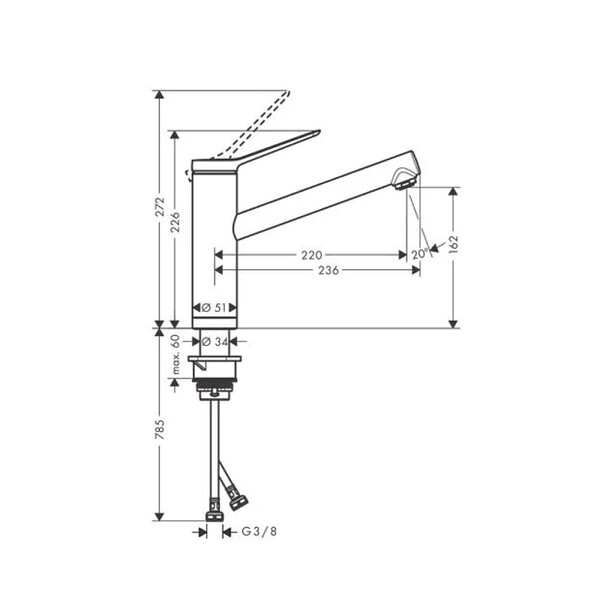 HANSGROHE - Robinet de cuisine rabattable HANSGROHE Zesis M33 160 chromé - large