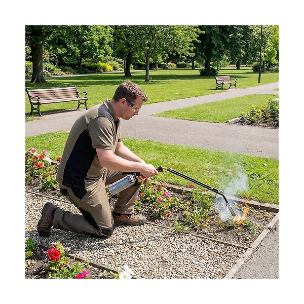 INTEC - Désherbeur thermique à gaz 1100W Brule Herbes Allumage piezo + Adaptateur multicartouche de gaz Elimine Mauvaises Herbes INTEC - large