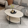 HABITAT ET JARDIN - Table basse en bois "Elis" - 90 x 60 x 36 cm - Travertin - vignette