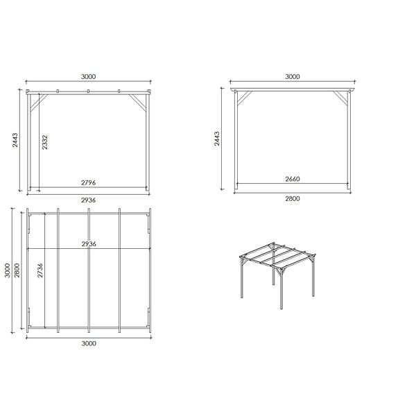 ALTANKA - Carport, abri de voiture  3x3 m - 9 m2 - CAR12 - large