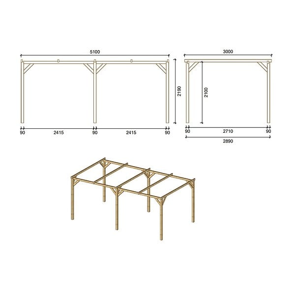 ALTANKA - Carport, abri de voiture  3x5.1 m - 15.3 m2 - CAR1 - large