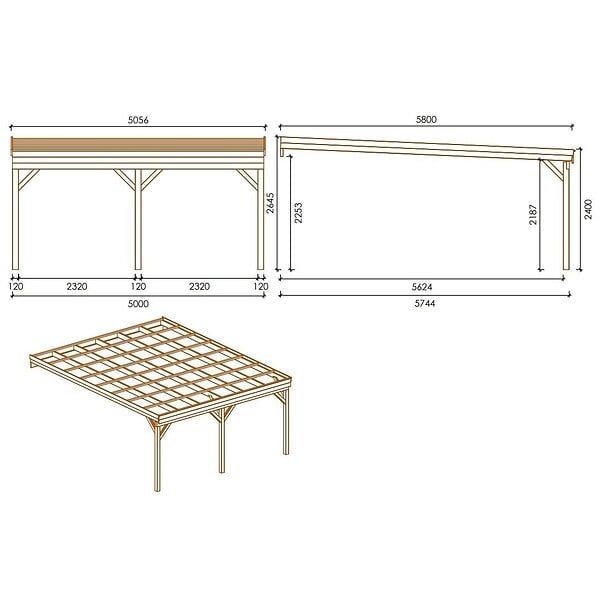 ALTANKA - Carport, abri de voiture  5.8x5.06 m - 29 m2 - couverture PVC  - CAR23PVCTR - large