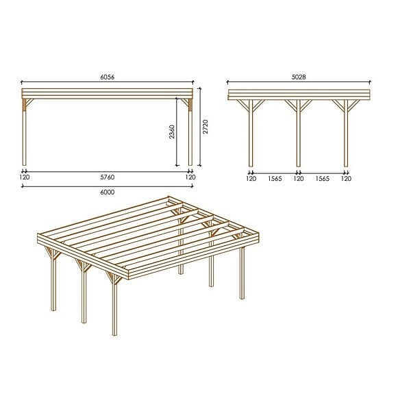 ALTANKA - Carport, abri de voiture  6.06x5.03 m - 30 m2 - couverture PVC  - CAR5PVCTR - large