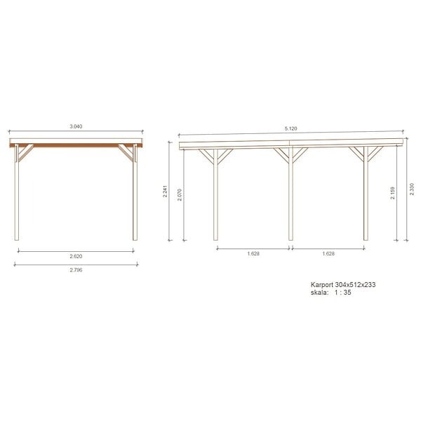 ALTANKA - Carport, abri de voiture  3.04x5.12 m - 15.57 m2 - couverture PVC  - CAR16PVCTR - large