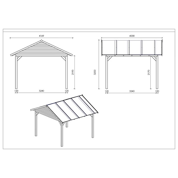 ALTANKA - carport  4,04x4,17 m - traité - large