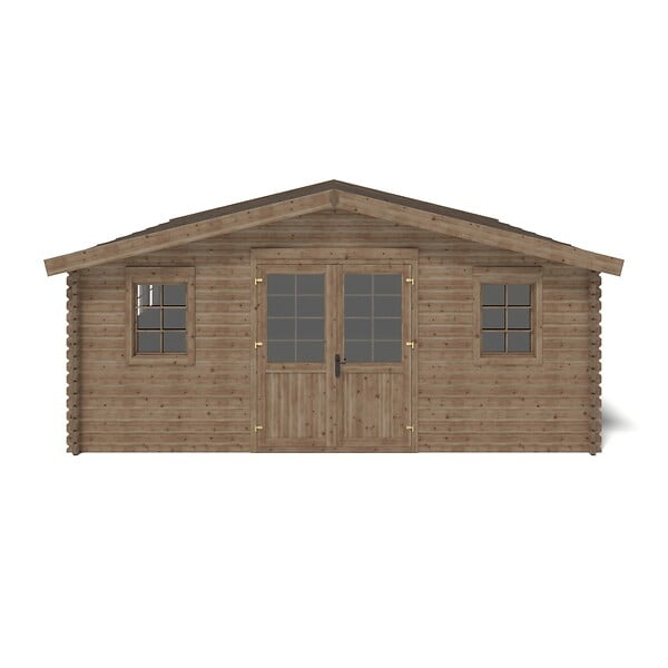 ALTANKA - Abri de jardin en bois - 34.8m2 - 5.9x5.9m - Traité - Ep. 45mm - Couleur: marron - DOM656 - large