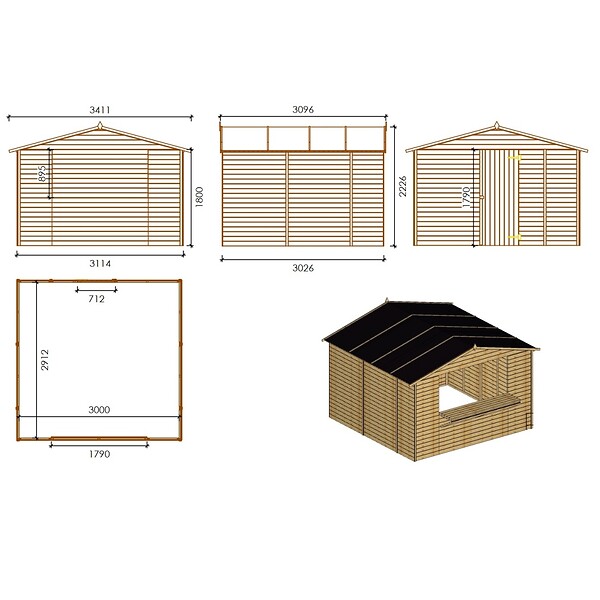 ALTANKA - Kiosque/ stand de marché/ de vente 9.42 m2 - 3.11x3.03 m - 19 mm - DOM607 - large