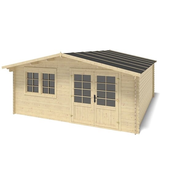 ALTANKA - Abri de jardin en bois - 25m2 - 5x5m - Ep. 34mm - Couleur: naturel - DOM722 - large