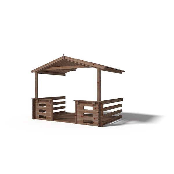 ALTANKA - Terrasse en bois avec balustrade pour abri en bois - 6m2 - 3m x 2m - imprégnée - couleur: marron - DOM147 - large