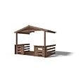 ALTANKA - Terrasse en bois avec balustrade pour abri en bois - 6m2 - 3m x 2m - imprégnée - couleur: marron - DOM147 - vignette