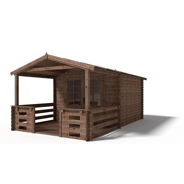 ALTANKA - Terrasse en bois avec balustrade pour abri en bois - 6m2 - 3m x 2m - imprégnée - couleur: marron - DOM147 - large