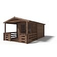 ALTANKA - Terrasse en bois avec balustrade pour abri en bois - 6m2 - 3m x 2m - imprégnée - couleur: marron - DOM147 - vignette