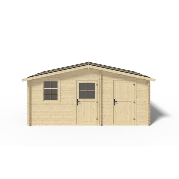 ALTANKA - Abri de jardin en bois - 15m2 - 5x3m - Ep. 28mm - Couleur: naturel - DOM578 - large