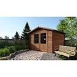 ALTANKA - Abri de jardin en bois - 9m2 - 3x3m - Traité - Ep. 28mm - Couleur: marron - DOM427 - vignette