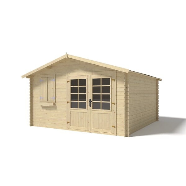 ALTANKA - Abri de jardin en bois - 16m2 - 4x4m - Ep. 28mm - Couleur: naturel - DOM130 - large