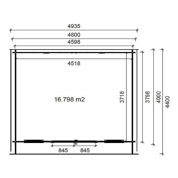 ALTANKA - Abri de jardin en bois - 19.2m2 - 4.8x4m - Ep. 40mm - Couleur: naturel - DOM370 - large
