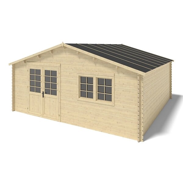 ALTANKA - Abri de jardin en bois - 36m2 - 6x6m - Ep. 40mm - Couleur: naturel - DOM749 - large
