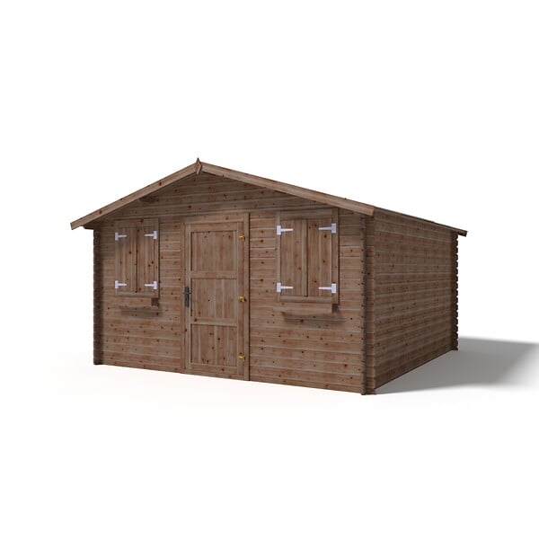 ALTANKA - Abri de jardin en bois - 16m2 - 4x4m - Traité - Ep. 28mm - Couleur: marron - DOM144 - large