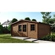ALTANKA - Abri de jardin en bois - 25m2 - 5x5m - Traité - Ep. 28mm - Couleur: marron - DOM596 - vignette