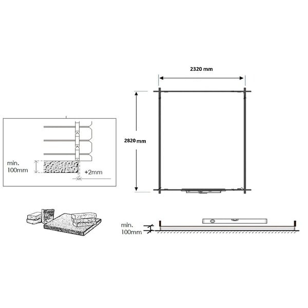 ALTANKA - Abri de jardin en bois - 2.5x3 m avec extension de 4x2.76 m - 18.56 m²- Traité - DOM675+DOS194 - large