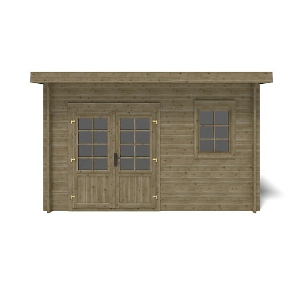 ALTANKA - Abri de jardin en bois - 16m2 - 4x4m - Traité - Ep. 40mm - Couleur: vert - DOM716 - large