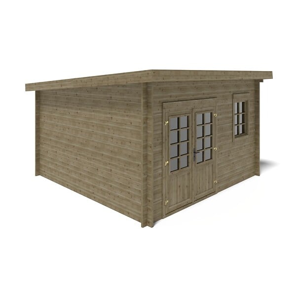 ALTANKA - Abri de jardin en bois - 16m2 - 4x4m - Traité - Ep. 40mm - Couleur: vert - DOM716 - large