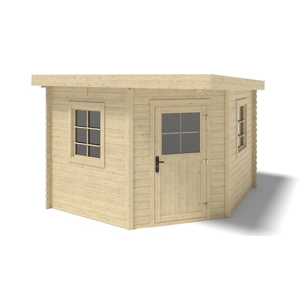 ALTANKA - Abri de jardin en bois - 8m2 - 3x3m - Ep. 28mm - Couleur: naturel - DOM665 - large